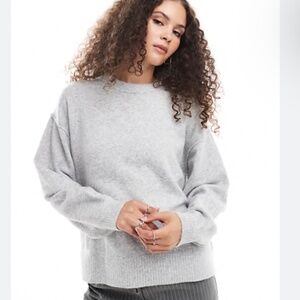 ASOS curve Knit Sweater Lagenlook Minimalist raw stitches Light gray Sz 24